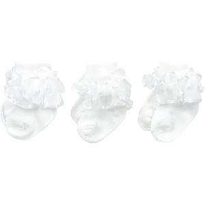 Jefferies Socks Baby Girls' Frilly Lace 3 Pair Pack Socks (12-24 Months, White)