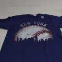 Vintage New York Skyline City Baseball T-Shirt (Small, Color: Navy Blue )