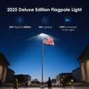 Flag Pole Light Solar Powered, 3000lm Flagpole Light Outdoor IP67 Waterproof Dusk to Dawn for 24 Hours Double Lighting Coverage (Black)