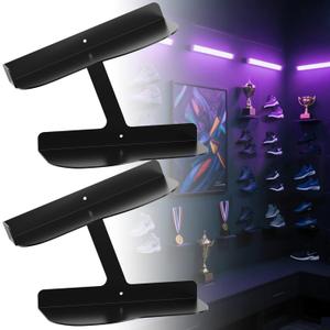 2 Pack H Type Floating Shoe Rack for Wall, Metal Wall Mount Floating Shoe Shelves, Wall Mount Floating Sneaker Display Rack, Levitating Shoe Organizer for Sneaker Collector Advertising Exhibition