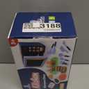 Kids Microwave Toy with Light and Sound, Realistic Toy Kitchen Appliances, Play Kitchen Accessories and Play Food for Toddlers 3 Year Old Up Girls Boys, Blue