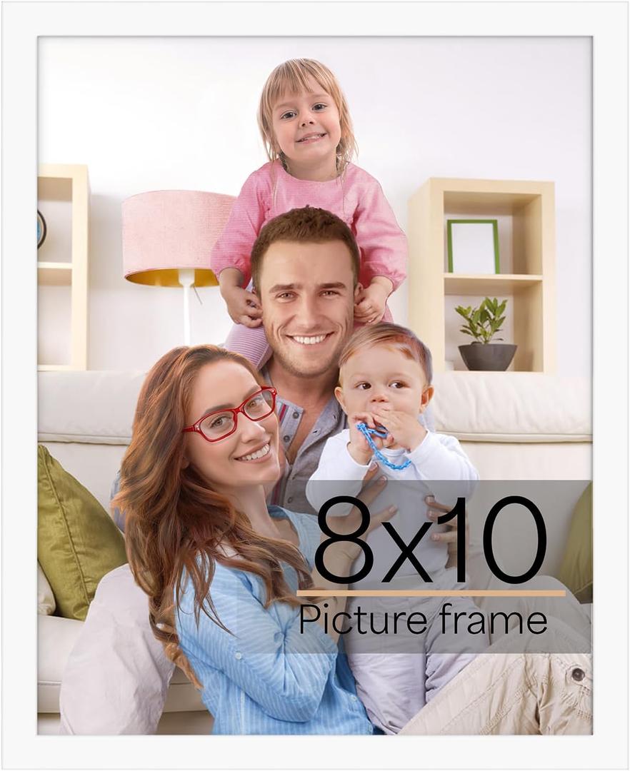 Giftgarden 8x10 Picture Frame White, 8 by 10 Thin Photo Frame for Wall Tabletop Display, Single