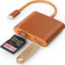 SD Card Reader, USB 3.0 Type C High Speed to SD/TF Card Adapter for iPhone 17/16/15 Pro Max Memory Card Reader with SD MicroSD USB 3 Port for Mac/iPad/MacBook Pro/Air Android Phone Tablet (TerraCotta)