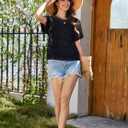 Women Crochet Sweater Cap Short Sleeve Summer Sweatwers Hollow Out See Through Knit Tops (Black, XL)