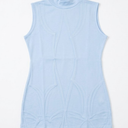 MANGDIUP Women's Mock Turtleneck Long Sleeve Sleeveless Tops Basic Slim T-Shirts Blue M