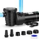 CrestWave 1.5 HP Above Ground Pool Pump, 5706GPH High Flow Self-Priming Pump, 115V Single Speed, Quiet Energy Efficient w/Large Strainer Basket, 1.5", 1.25"-1.5" Adaptors, Fits Pools Spas Irrigation