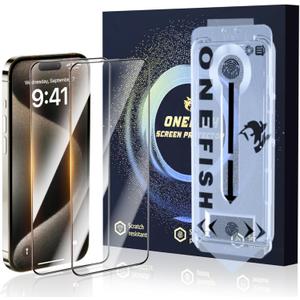 OneFish Screen Protector for iPhone 16 Pro, HD Clear, Full Edge Coverage 6.3" 16 Pro,Scratch Resistant, Bubble Free, Easy Installation, Auto Dust-Elimination, 2 Pack