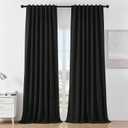 Joydeco Black Blackout Curtains 84 Inches Long - Linen 100% Blackout Curtain for Bedroom, Rod Pocket & Back Tabs Thermal Insulated Noise Reducing Window Drapes 2 Panels Set (Black,52" Wx84 L)