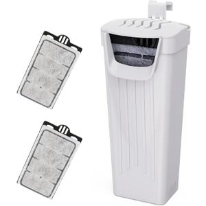 Aquarium Filter(3.5W), Fish Tank Filter, Low-Water Filter for Small Fish Tank and Turtle Tank, for Reptile Tank Up to 15 Gallon, with 2 Cartridges(White)