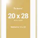 Fun Memories 20x28 Picture Frame Gold, Aluminum 20 x 28 Poster Frames with 14x22 Removable Mat, Vertical and Horizontal Display, Wall Hook Hanging, High-Definition Plexiglass, Set of 1