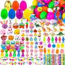 [ 6 Surprise Gold Eggs ] 100 Pack Prefilled Easter Eggs with Assorted Toys Inside, Truly Pre Filled Plastic Easter Egg Filles Fidget Toys Easter Hunt, Basket Stuffers Party Favors for Kids Boys Girls