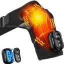 Cordless Shoulder Heating Pad with Massage for Frozen Shoulder Rotator Cuff Pain Relief,5000amh Battery Powered Detachable Controller Heated Massage with 5 Heats &Vibrations