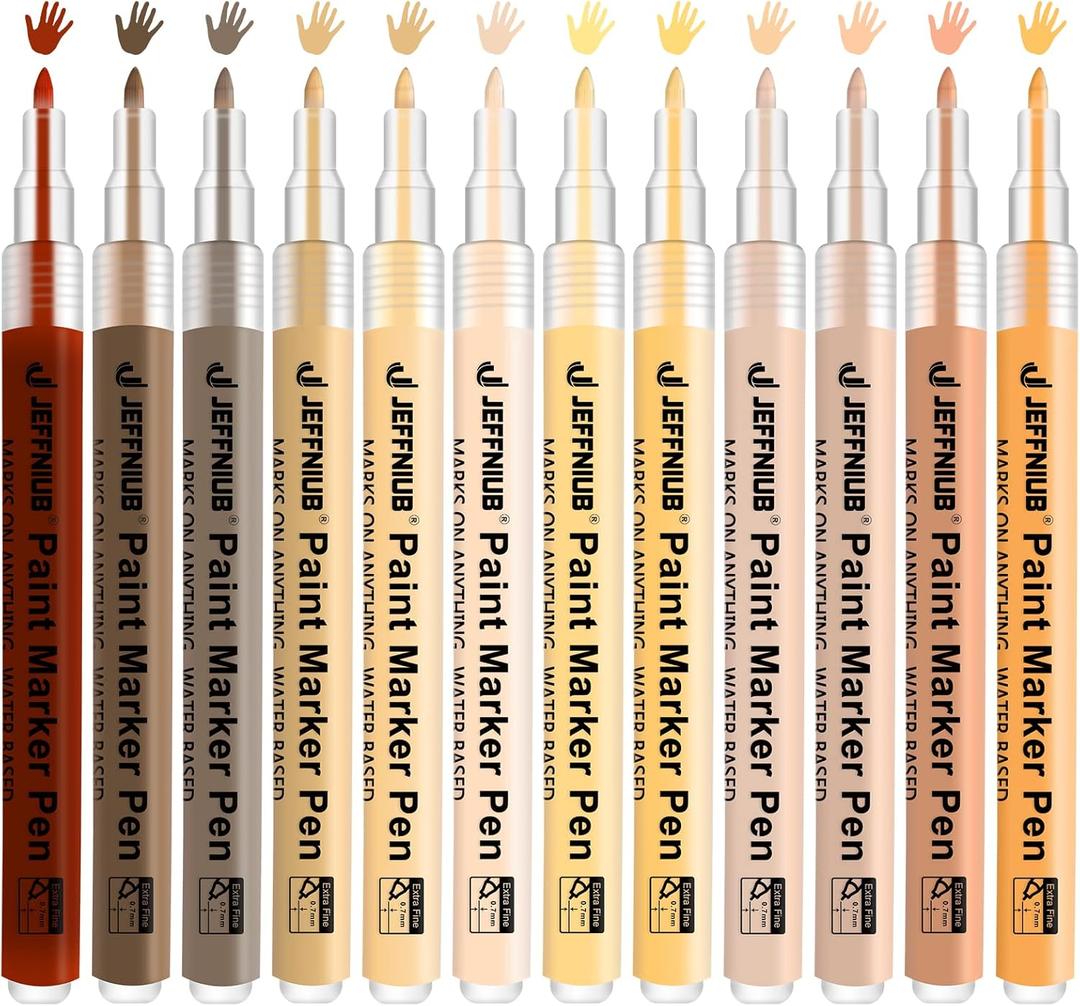 Skin Tone Acrylic Paint Pens, Paint Markers for Wood,Glass,Fabric,Rocks Painting Paint Pens (0.7skin tone)