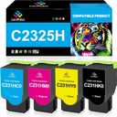 LeciRoba C231HK0 C231HC0 C231HM0 C231HY0 Toner Compatible Cartridge for Lexmark C2325 C2325dw MC2325adw C2535 C2535dw MC2535adwe C2425 C2425dw MC2425adw C2640 MC2640adwe Printer (4-Pack)
