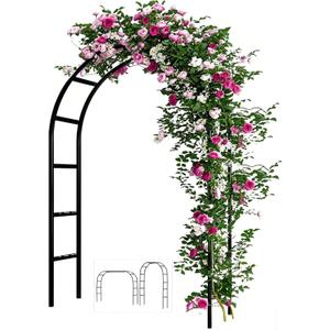 Adorox 7.8ft Garden Arch Trellis for Climbing Plants, Metal Arch Frame, Pumpkin Archway Outdoor Garden Arbors and Arches for Halloween Christmas Birthday Party Baby Shower Decoration (Black)