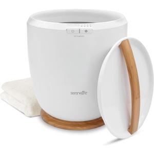 SereneLife Counter Towel Warmer Bucket - with Customized Fragrance for Spa and Bathroom, Luxury Towel Heater, Auto Shut Off, Fits 1 Large Towel, Blanket, Bathrobe, PJs (Natural)