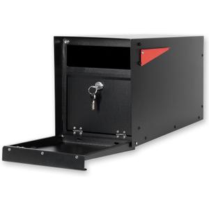 Ilyapa Locking Mailbox with Lock and Key Modern Mailboxes for Outside Post Mount - Black Exterior Powder Coated Steel Heavy Duty Welded Mailbox