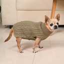 2 Pack Dog Sweaters for Small Dogs Turtleneck Pullover Cable Knit Puppy Stretch Clothes Chihuahua Yorkie Pomeranian Toy Poodle Boy Girl Pets Winter Doggie Clothes (XS, Green & Brown)