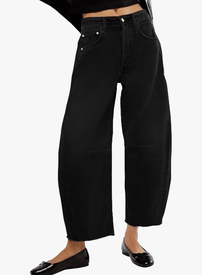 Barrel High Waisted Casual Baggy Trendy Straight Wide Leg Boyfriend Jeans.XXXL