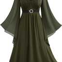 ROSE GAL Rosegal Plus Size Renaissance Costumes Dress for Women Medieval Fairy Halloween Dress (3X, Green_1)