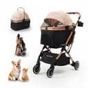 4 in 1 Dog Stroller with Detachable Carrier, One-Touch Foldable Dog Stroller for Small Dogs up to 50 Lbs, Cat Strollers for 2 Cats