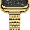 iiteeology Slim Metal Bands Compatible with Apple Watch Band Series 11-1/SE 3-1, Women Thin Stainless Steel Band with Bumper Case for iWatch Band 46mm 45mm 44mm 42mm 41mm 40mm 38mm