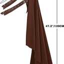 DAZCOS Renaissance Half Shoulder Cape Medieval Steampunk Shawl with Belt for Men Women LARP Costume for Halloween (Brown)