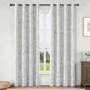 ChrisDowa 100% Blackout Floral Curtains 84 Inches Long 2 Panels for Bedroom Living Room Sage Green Flower Patterned Room Darkening Thermal Insulated Soundproof Grommet Window Treatments Drapes,52X84