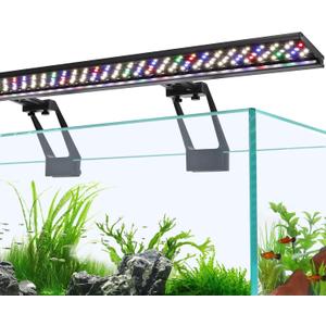 hygger Clip On Full Spectrum Aquarium LED Light, 42W Day-Night Dual Timer Sunrise-Day-Sunset-Moon Fish Tank Light, Adjustable Timer Brightness with 9 Colors for Planted Tank (42W for 43~55inch long tank)