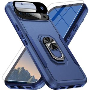for Google Pixel 10 Case [15 FT Military Grade Drop Protection] with Screen Protector & Lens Protector Heavy-Duty Shockproof Kickstand Case for Pixel 10 Dark Blue