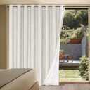 H.VERSAILTEX Linen Blackout Curtains Durable Thick Textured Linen Look 100% Blackout Patio Door Curtain, Anti Rust Grommet Extra Wide Sliding Glass Door Curtains, W100 x L84 inch- Ivory