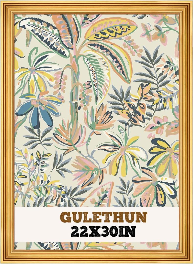GULETHUN 22x30 Frame, Transitional Modern Design Picture Frames, Rustic Poster Frame for Home Decor, Gold Vintage Photo Frame, Horizontal or Vertical Display, Choose Size & Color