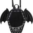 Gothic Coffin Shape Fashion Purses and Handbags for Women Halloween Shoulder Bag Backpack (Black Wings)
