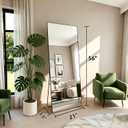 56x21 Black Rectangle Full Length Mirror, Tempered Glass with Aluminum Frame Full Body Mirror