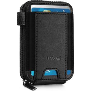 Small Wallet for Women with Rechargeable Find My Tracker Built-in, Zipper Accordion Credit Card Holder with Keyring, Anti-loss Fashion Minimalist Slim, Black