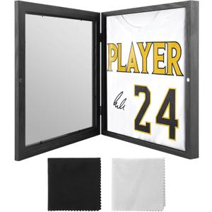 13" x 13" T Shirt Display Frame, Jersey Shadow Box T-Shirt Picture Frame, Wall Mount or Desktop Display Case for Jerseys, Memorabilia, Artwork & Certificates(COLOR:Black)