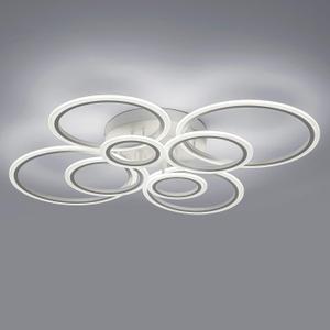 Vikaey Modern LED Flush Mount Ceiling Light, 8 Rings White Close to Ceiling Light Fixtures, Living Room Lighting Ceiling Lamp for Dining Room, Bedroom, Kitchen, 4000K Not Dimmable