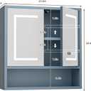 Bathroom Medicine Cabinet with Mirror, Lighted Storage Cabinet Wall Mounted with Doors & Adjustable Wood Shelf, Modern Bathroom Mirror with LED Lights Defogger for Makeup Laundry/Living Room, Grey, 22 inches x 24 inches x 8 inches