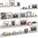 Giftgarden 47 Inch Long Floating Shelves for Wall Set of 5, White Wood Wall Shelves for Bathroom, Bedroom, Kitchen, Living Room Storage and Decoration, Wooden Picture Ledge