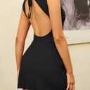 Women's Sexy Mesh Short Dress Square Neck Ruched Wedding Guest Cocktail Mini Dresses (Medium, Black)