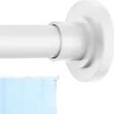 White Shower Curtain Rod 31 to 80 Inch,1 Inch Diameter Adjustable Spring Tension Stainless Steel Telescoping Rod,Easy Install,No Rust (31-80)