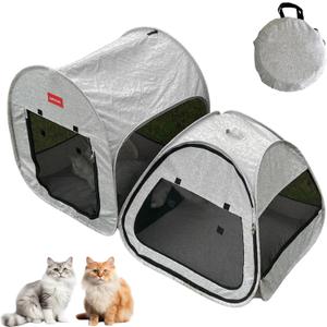 Portable Cat Playpen 2-Room, 2-in-1 Pop-up Cat Dog Crate Play Enclosure with Separate Areas, Foldable Pet Playpen for Puppy Kitten and Small Animals Indoor Outdoor