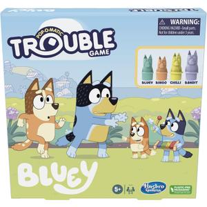 Hasbro Gaming Trouble: Bluey Edition Board Game for Kids, 2-4 Players, Race Bluey, Bingo, Bandit, or Chilli to The Finish, Ages 5 and Up