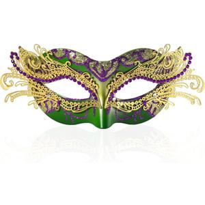BCARICH 2025 New Masquerade Mask for Women, Metal Filigree Venetian Mask with Sparkle Rhinestone for Mardi Gras