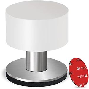 Door Stopper with Extra Sticker, Self-Adhesive Door Stop with Black Rubber Bumper & Stainless Steel Body - Heavy Duty Door Knob Wall Protector Sound Dampening for Home & Office Use