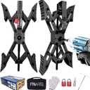 Camper X-Shaped Wheel Chock Stabilizer, 2 Sets RV Stabilizer Wheel Chock Scissor, X Chocks Wheel Stabilizer for Travel Trailer Allow Drill Adjust with Hex Socket, Tool Kit and Password Locks-Black