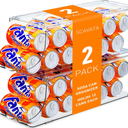 SCAVATA 2 Pack Skinny Can Organizer for Refrigerator, Stackable Tall Skinny Soda Pop Can Holder Dispenser with Lid for Fridge Pantry Rack Freezer, Clear Plastic Storage Bins-Holds 12 Slim Cans Each