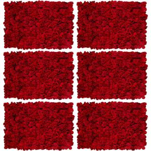 Artificial Flower Wall Panel: 24 x 16 Inch, Red, Set of 6