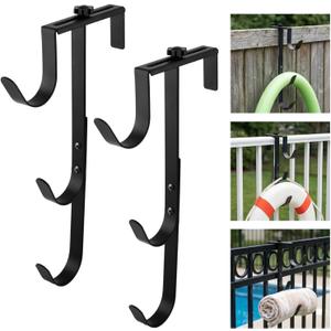 2Pcs Pool Pole Hangers Adjustable Heavy Duty Hooks for Skimmers, Rakes, Brushes & Hoses
