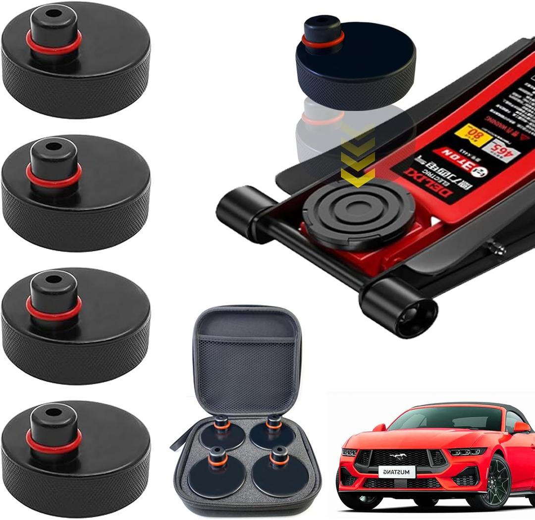4PCS Jack Pads for Mach-E, Compatible with Ford Mustang Mach E 2021-2025, Rubber Pinch Weld Jack Pad Adapter, Lift & Jack Stand Support with Non-Slip Design & Storage Bag